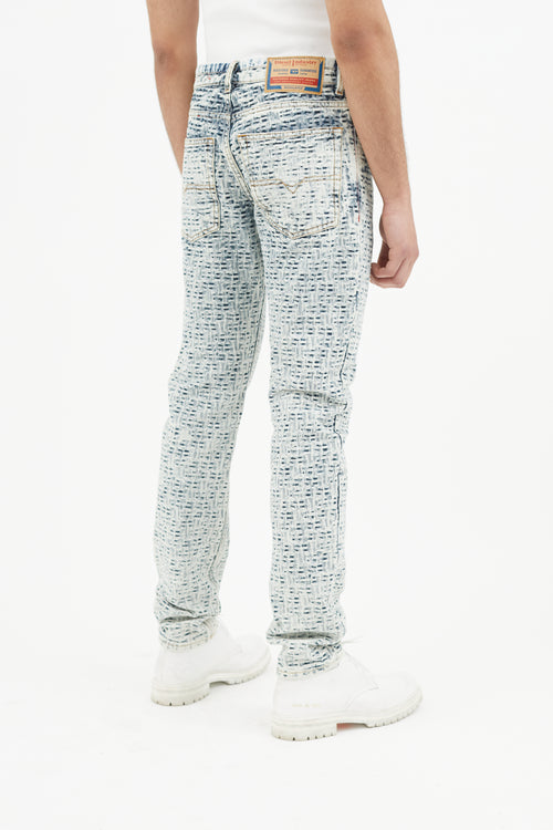 Diesel White 
Blue Textured Slim Jeans