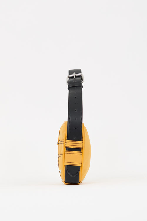 Diesel Yellow Nylon 
Black Leather Bag