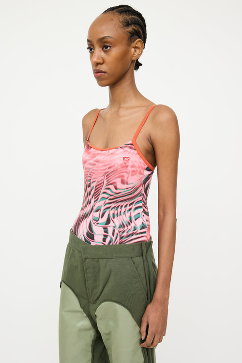 Diesel Pink 
Multicolour Patterned Bodysuit