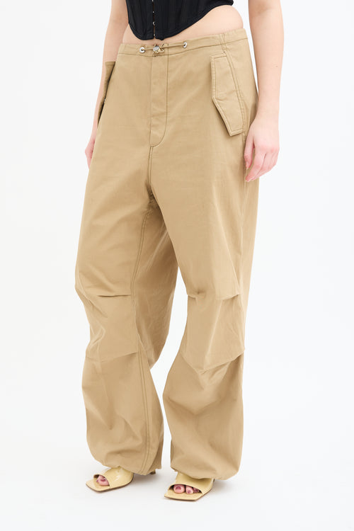 Dion Lee Beige Elasticized Drawstring Trouser