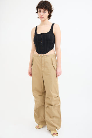 Dion Lee Beige Elasticized Drawstring Trouser