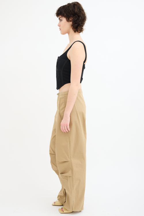 Dion Lee Beige Elasticized Drawstring Trouser