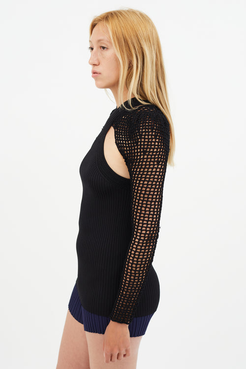 Dion Lee Black Crochet Stirrup Top