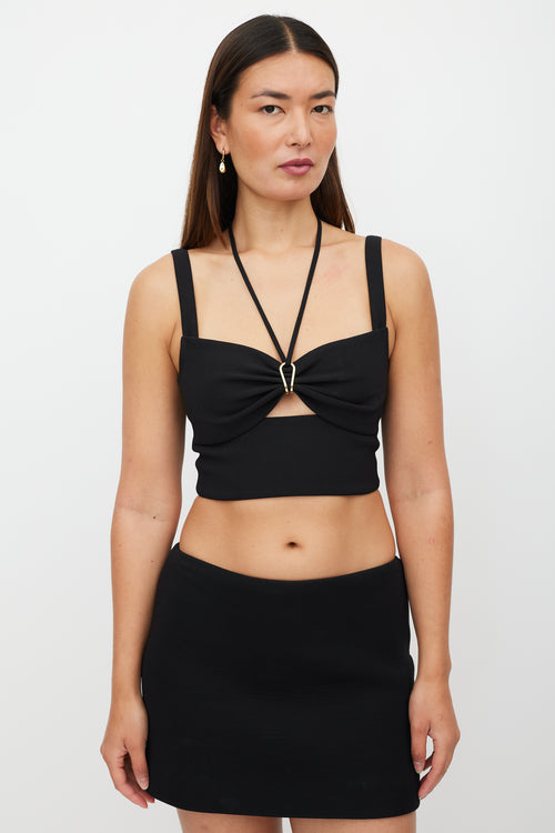 Dion Lee Black 
Gold Gathered Cut Out Cady Top