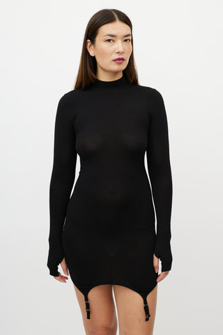 Dion Lee Black Mock Neck Garter Dress