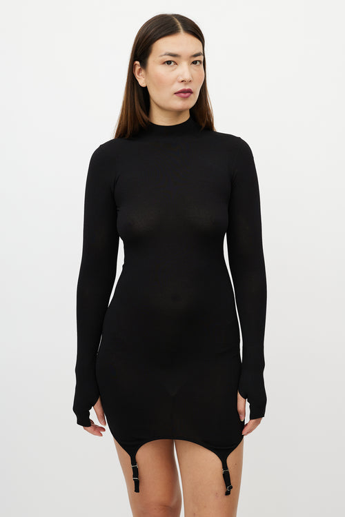 Dion Lee Black Mock Neck Garter Dress