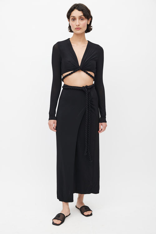 Dion Lee Black Knotted Wrap Co-Ord Set