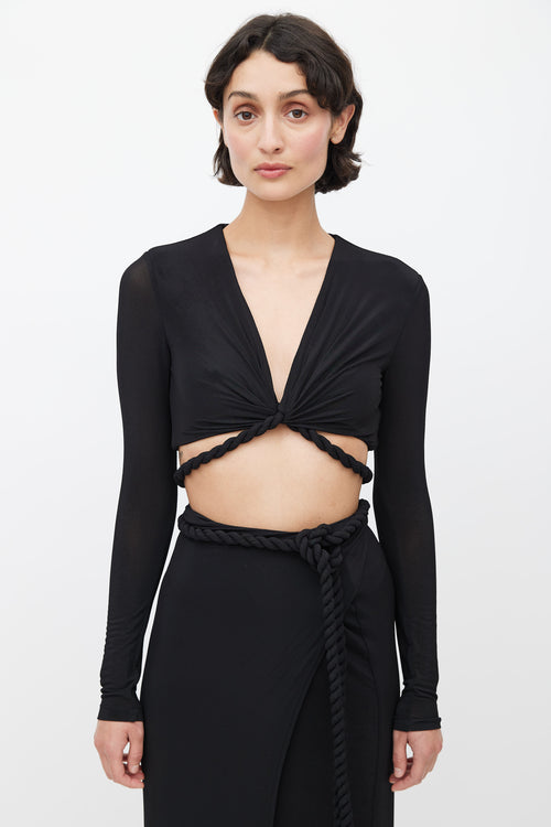 Dion Lee Black Knotted Wrap Co-Ord Set