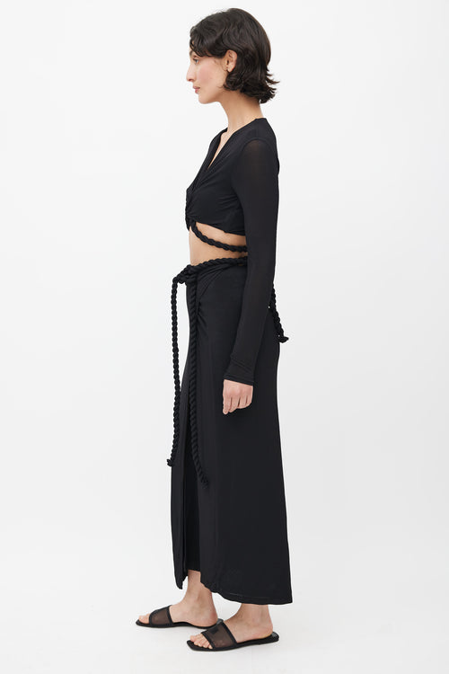 Dion Lee Black Knotted Wrap Co-Ord Set