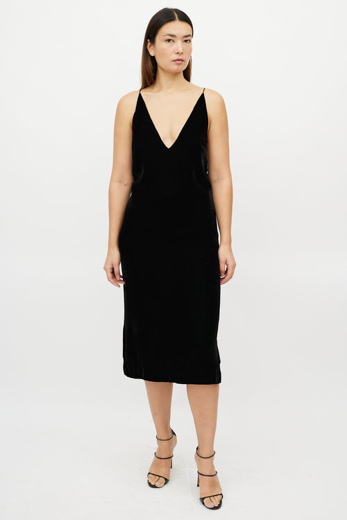 Dion Lee Black Velvet Midi Dress