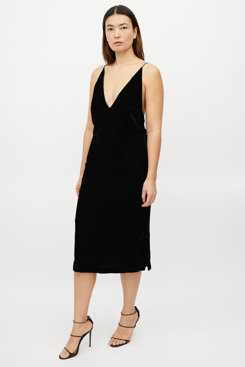 Dion Lee Black Velvet Midi Dress