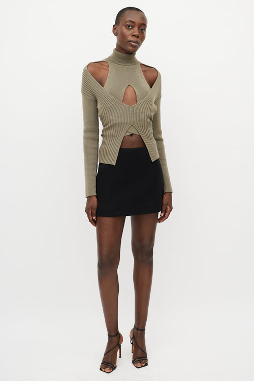 Dion Lee Green Ribbed Knit Turtleneck Sweater