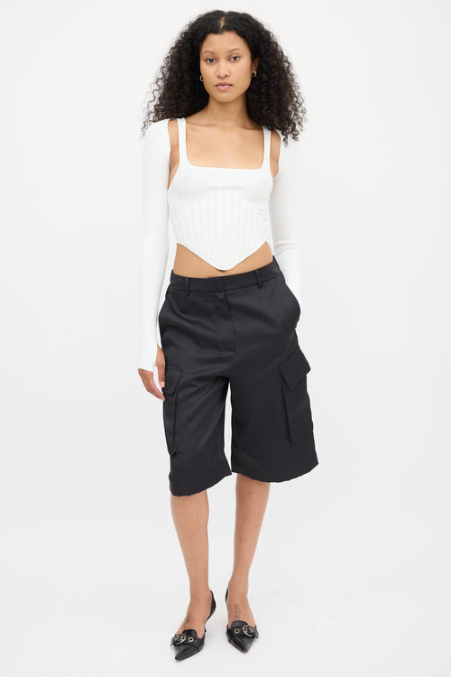 Dion Lee White Ribbed Corset Bolero Co-Ord Set