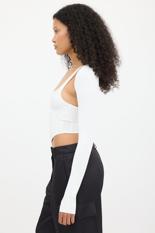 Dion Lee White Ribbed Corset Bolero Co-Ord Set