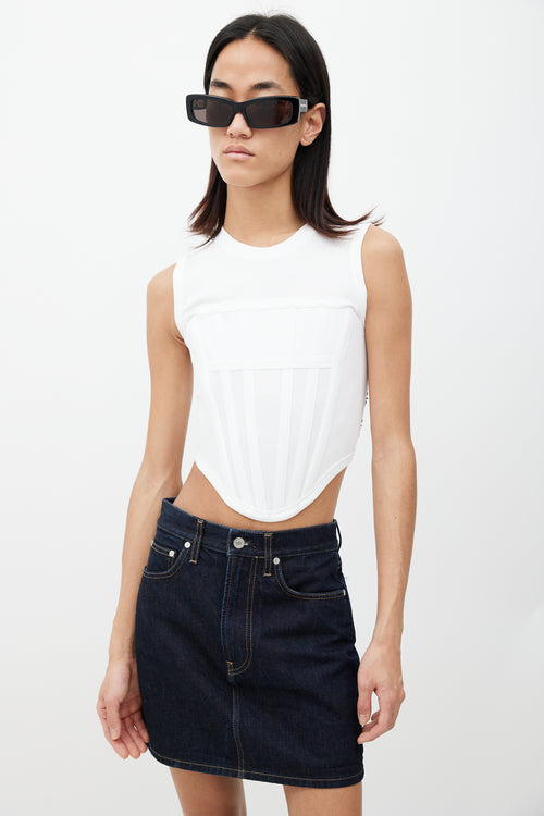 Dion Lee White Ribbed Corset Tank