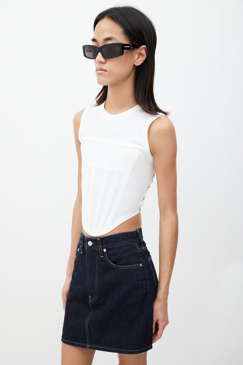 Dion Lee White Ribbed Corset Tank