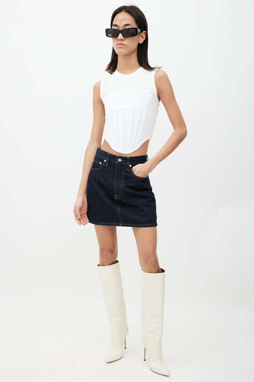 Dion Lee White Ribbed Corset Tank