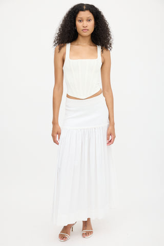 Dion Lee White Ribbed Square Neck Corset Tank Top