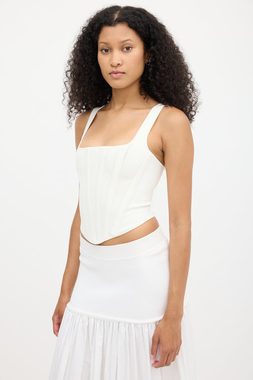 Dion Lee White Ribbed Square Neck Corset Tank Top