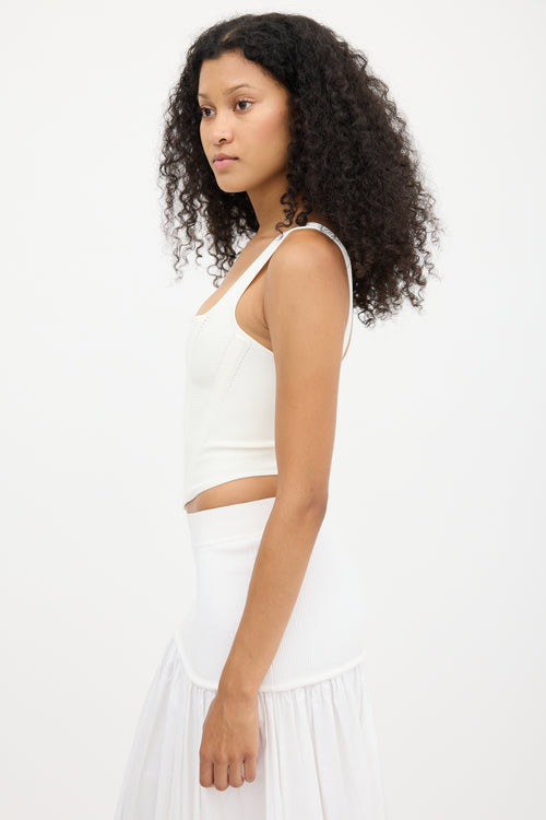 Dion Lee White Ribbed Square Neck Corset Tank Top