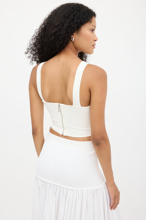 Dion Lee White Ribbed Square Neck Corset Tank Top