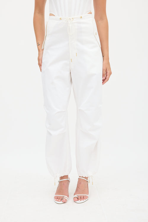 Dion Lee White Wide Leg Drawstring Trouser