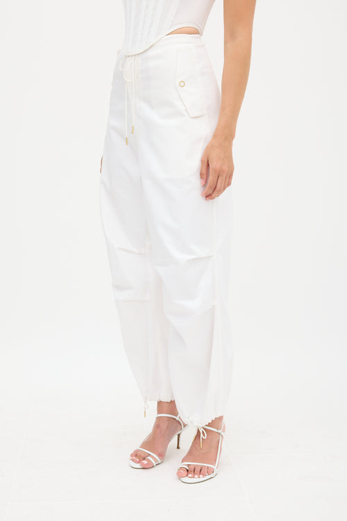 Dion Lee White Wide Leg Drawstring Trouser