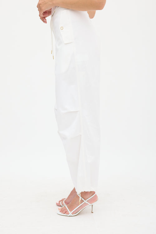 Dion Lee White Wide Leg Drawstring Trouser