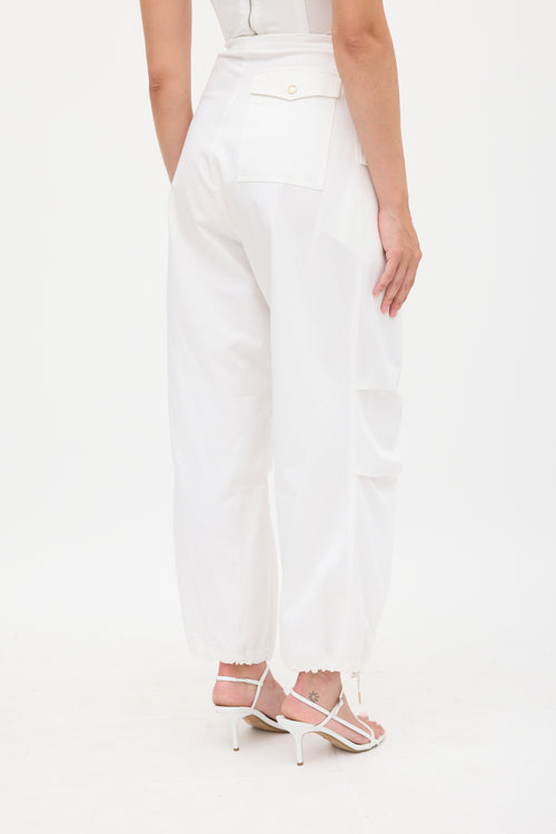 Dion Lee White Wide Leg Drawstring Trouser