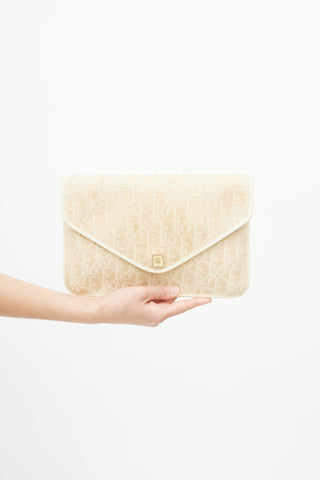 Dior 1970s Cream Monogram Canvas Clutch