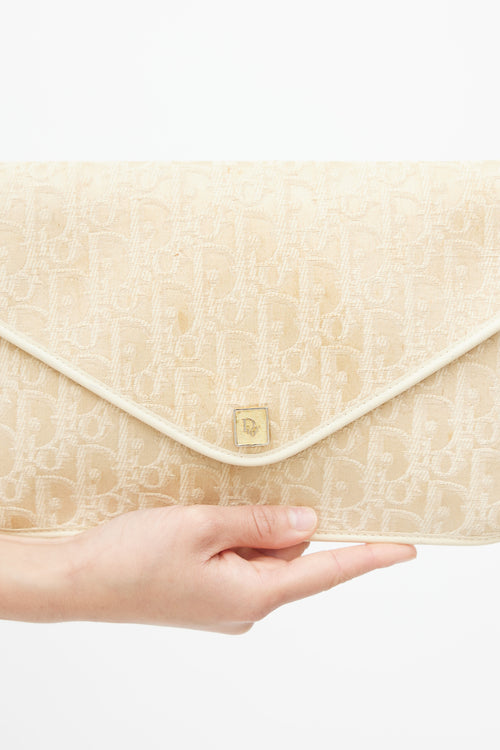 Dior 1970s Cream Monogram Canvas Clutch