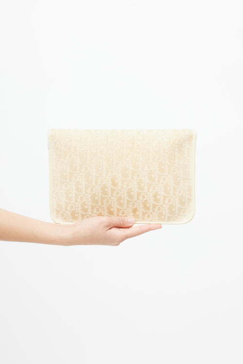 Dior 1970s Cream Monogram Canvas Clutch