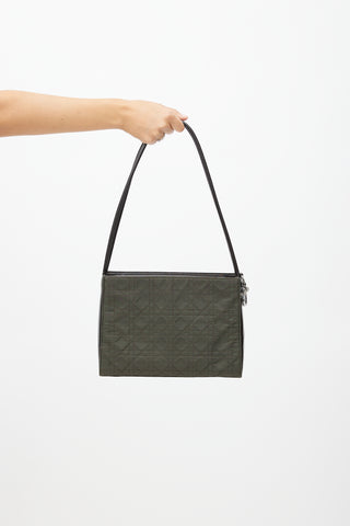 Dior 1999 Khaki Green 
Brown Nylon Cannage Shoulder Bag