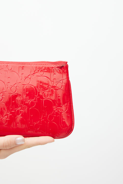 Dior 2007 Red Patent Monogram Wristlet