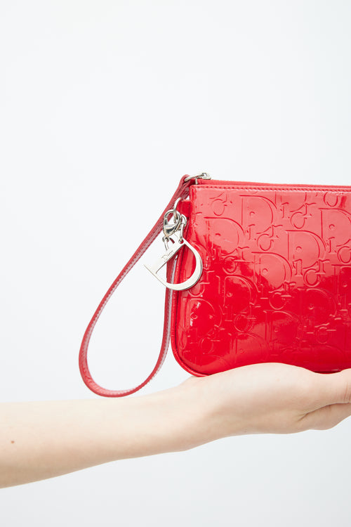 Dior 2007 Red Patent Monogram Wristlet