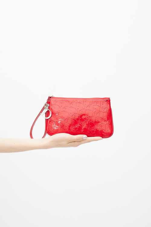 Dior 2007 Red Patent Monogram Wristlet