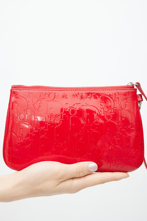 Dior 2007 Red Patent Monogram Wristlet