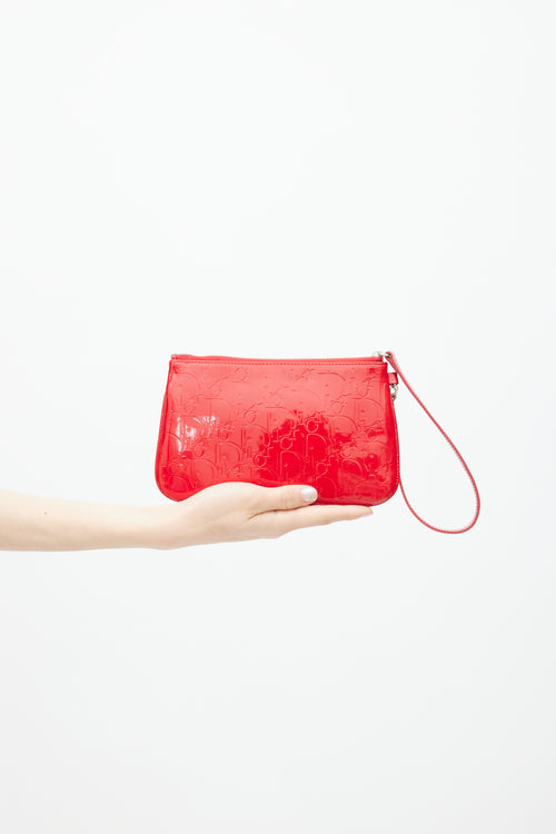 Dior 2007 Red Patent Monogram Wristlet