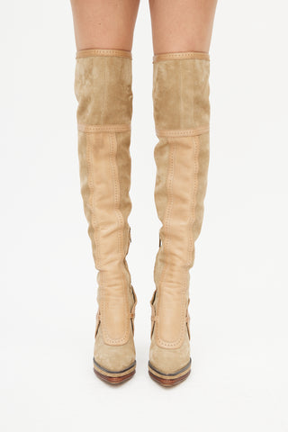 Dior Fall 2010 Beige Leather Thigh High Boot