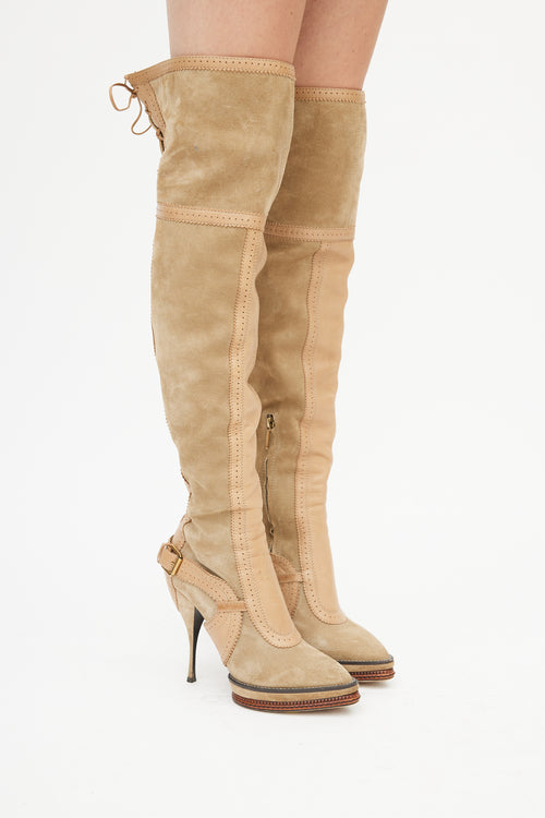 Dior Fall 2010 Beige Leather Thigh High Boot