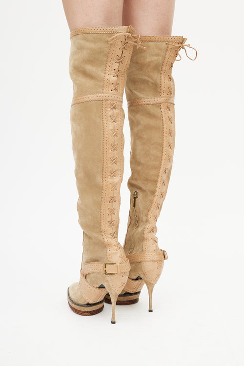 Dior Fall 2010 Beige Leather Thigh High Boot