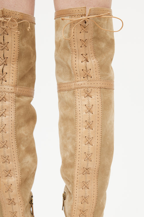 Dior Fall 2010 Beige Leather Thigh High Boot