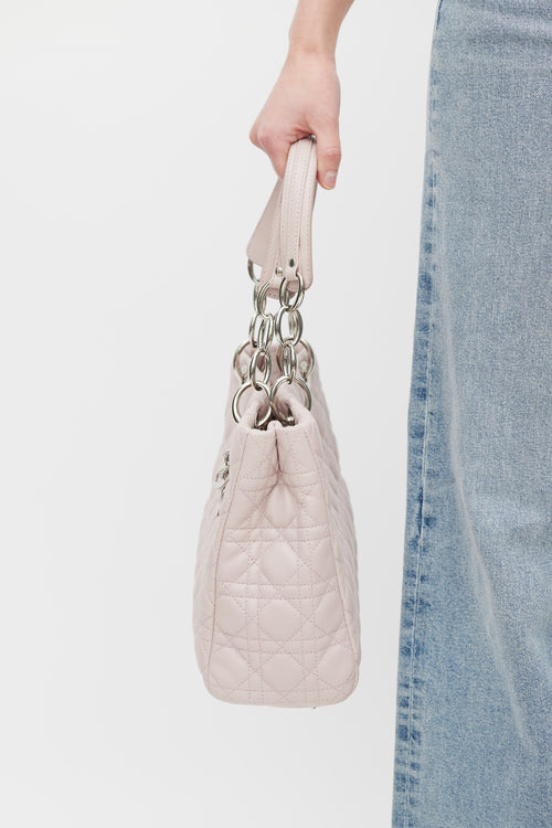 Dior 2011 Pink Quilted Leather Soft Shopping Tote Bag