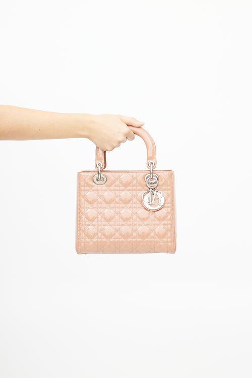 Dior 2012 Dusty Pink Patent Medium Lady Dior Bag