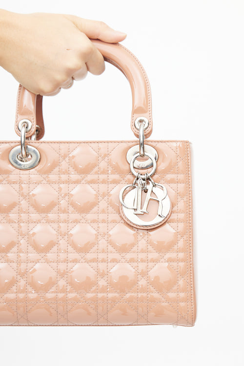 Dior 2012 Dusty Pink Patent Medium Lady Dior Bag