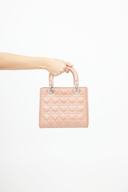 Dior 2012 Dusty Pink Patent Medium Lady Dior Bag