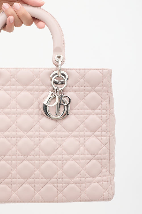 Dior 2012 Pink Cannage Leather Large Lady Dior Bag