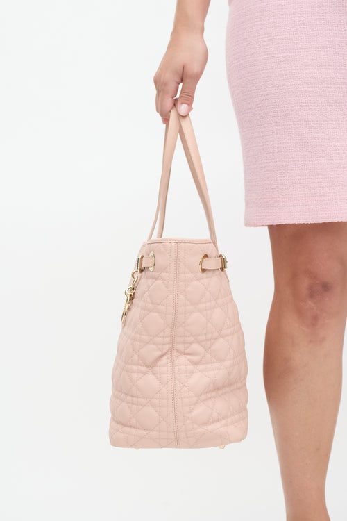 Dior 2012 Pink Cannage Quilted Canvas Panarea Tote