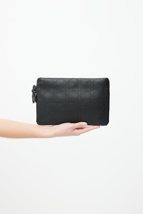 Dior 2014 Black Coated Canvas Rivage Pouch