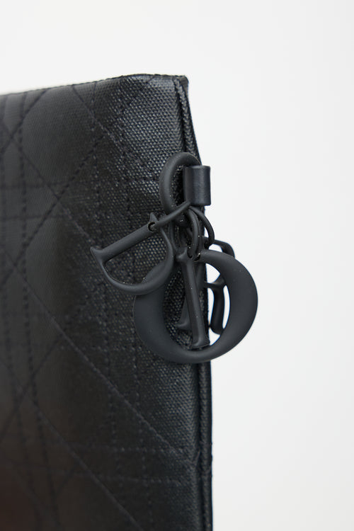 Dior 2014 Black Coated Canvas Rivage Pouch